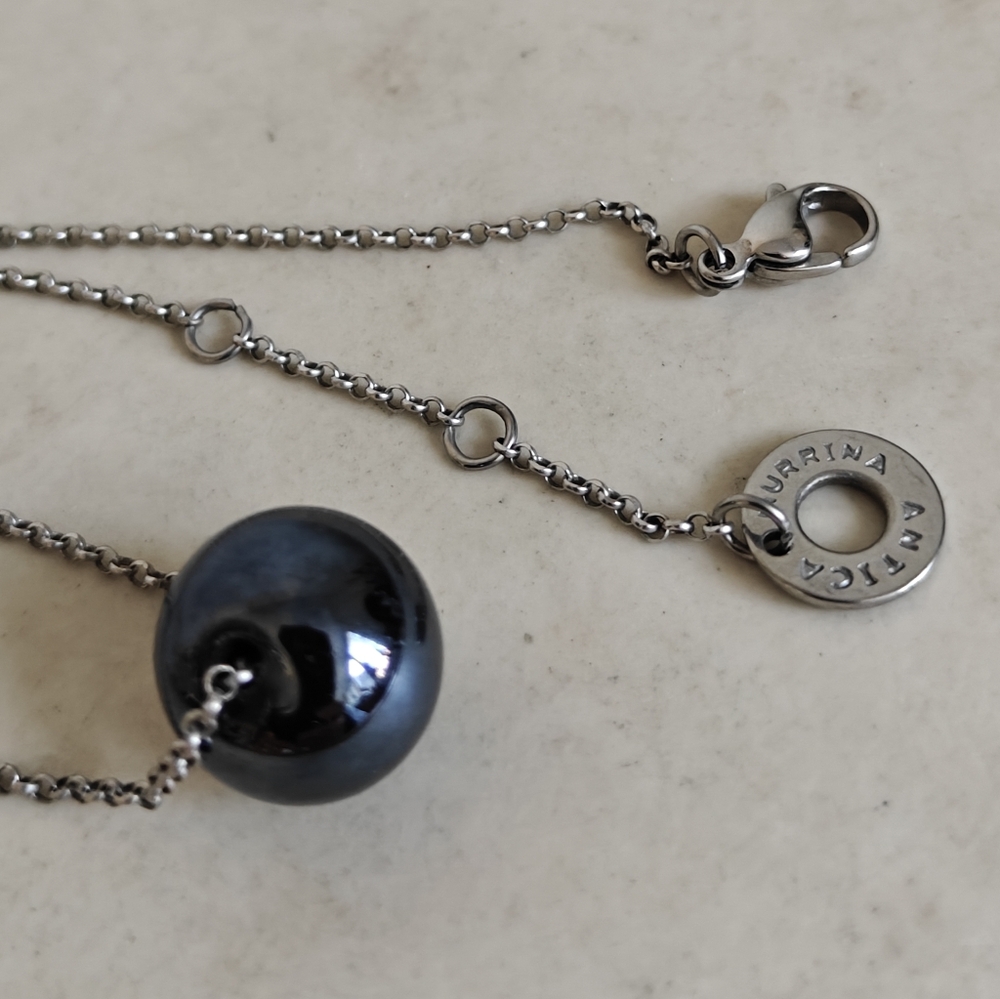 Antica Murrina Venezia Black To Blue Glass Sphere Pendant Necklace